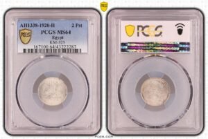 Egypt 2 Piastres Silver (1920 H / AH 1338) - Fuad (Sultan) - PCGS MS 64