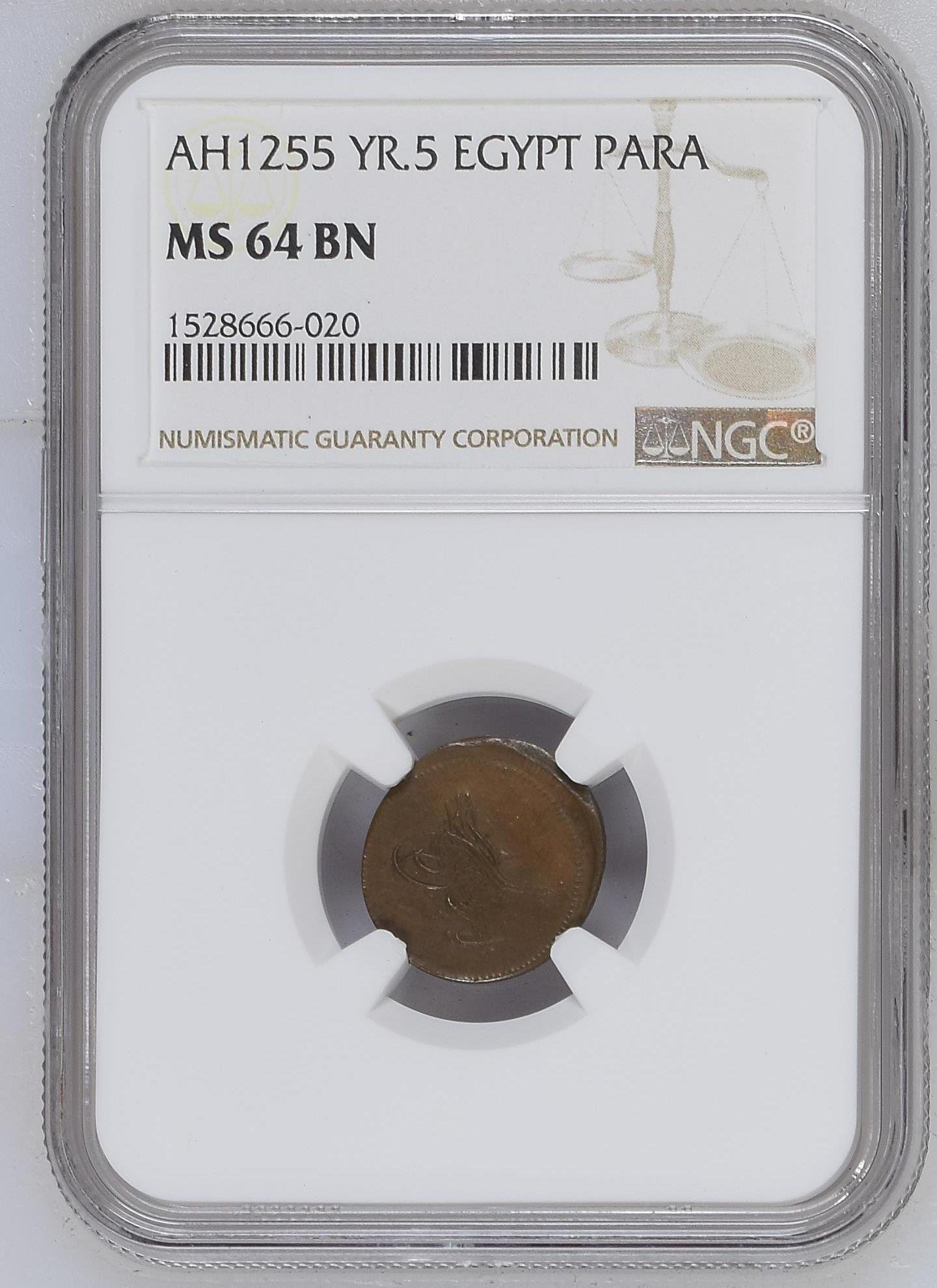Egypt 1 Para Copper (AH 1255/5) - Abdul Mejid - NGC MS 64 BN