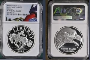 2022 P 1 OZ NGC PF70 Ultra Cameo  AMERICAN LIBERTY EAGLE SILVER MEDAL BRONCO