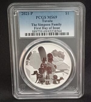 2021 Simpsons Family MS69 PCGS 9999 First Day Issue 1 oz Silver 9999 Coin Tuvalu