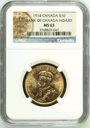 1914 $10 Canadian Gold Coin - NGC MS63 Bank Hoard
